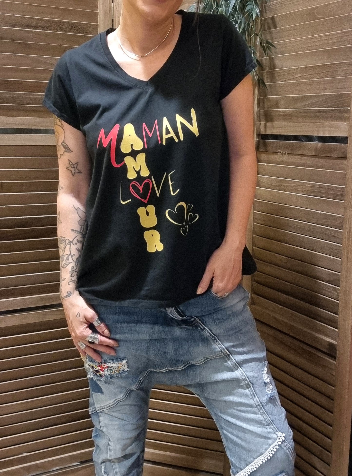 Tee Shirt Mama Love Noir