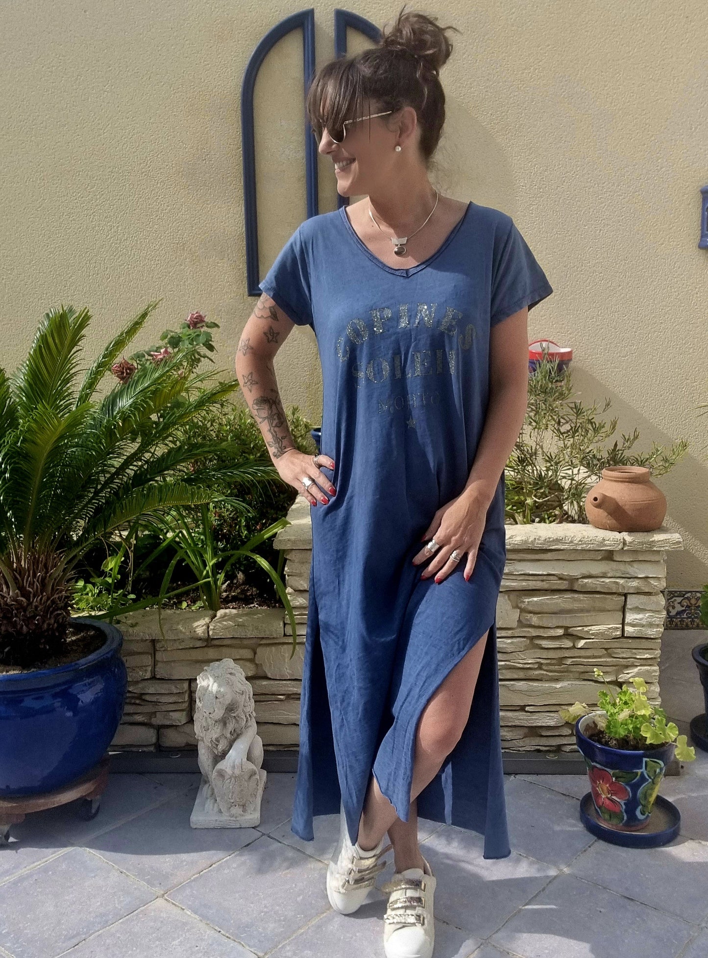 Robe longue Mojito bleu marine