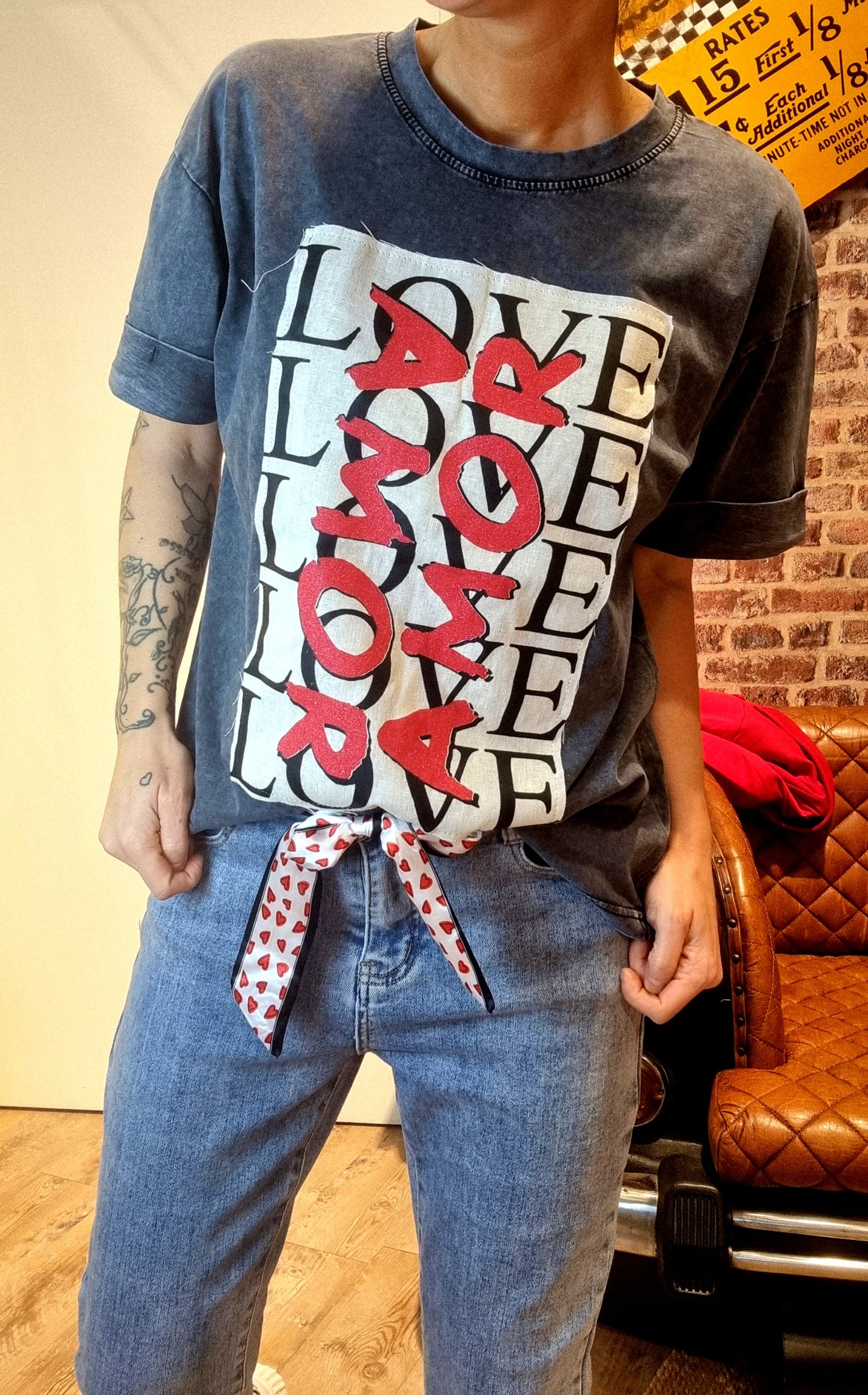 Tee Shirt Love Amor Gris