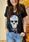Tee Shirt Love Skull Noir