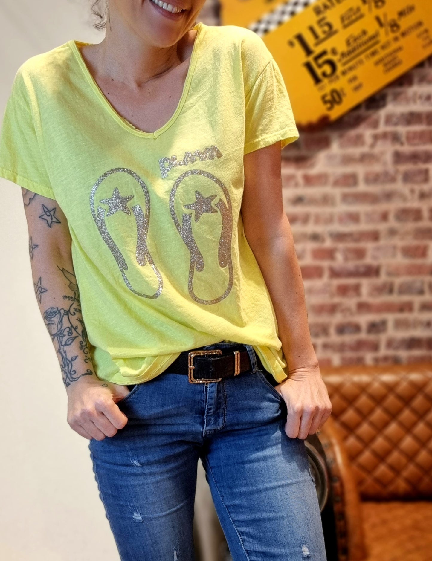 Tee-shirt Playa jaune/or