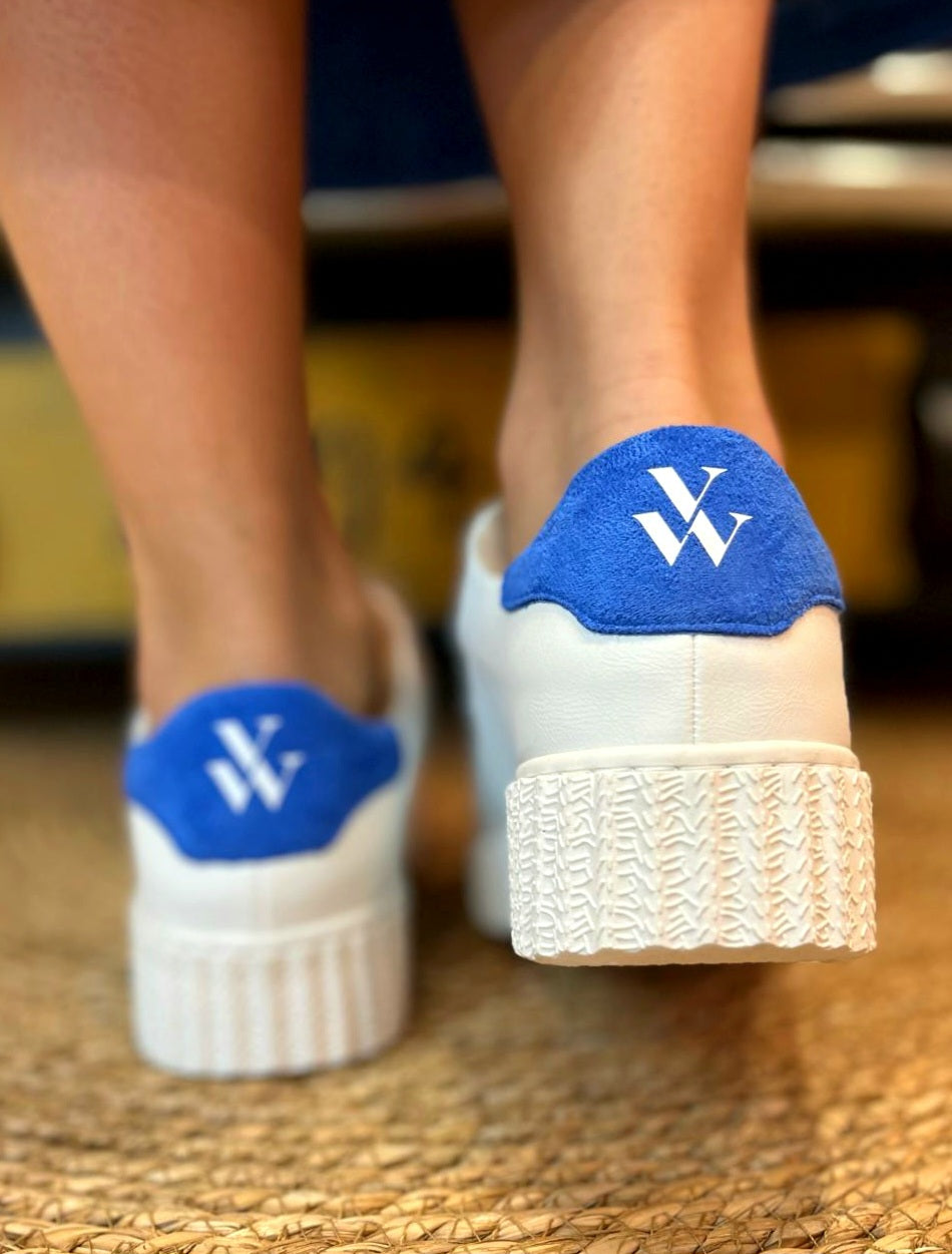 Vanessa Wu - Baskets Blanc et éclair Bleu à scratch